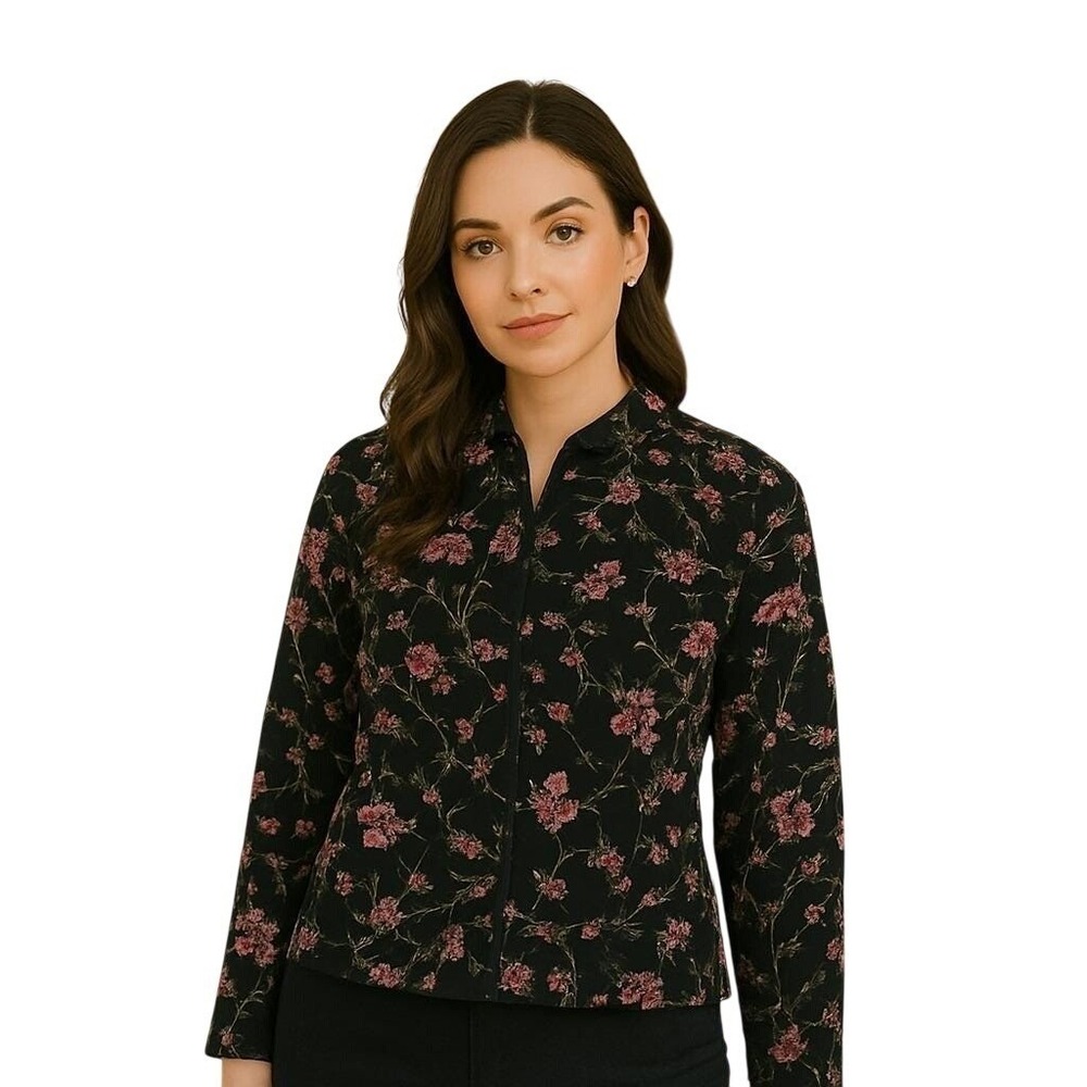 VTG Xscape Joanna Chen Floral Print Button Down Blouse Top Sz 3X NWOT